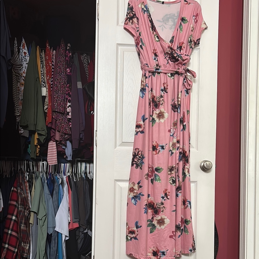 Maranda Floral Pink Wrap Dress 2XL